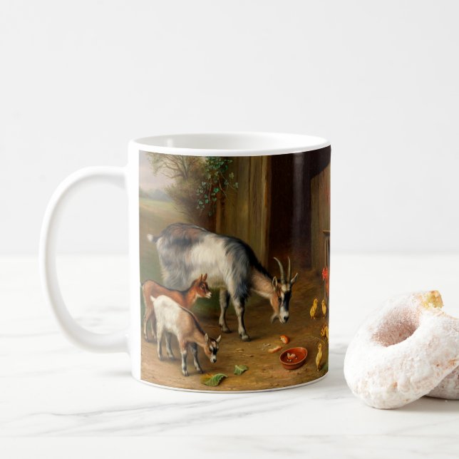 Getter och kycklingar på gården 1 kaffemugg (Med munk)