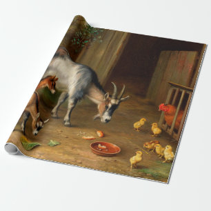 Getter och kycklingar på gården presentpapper