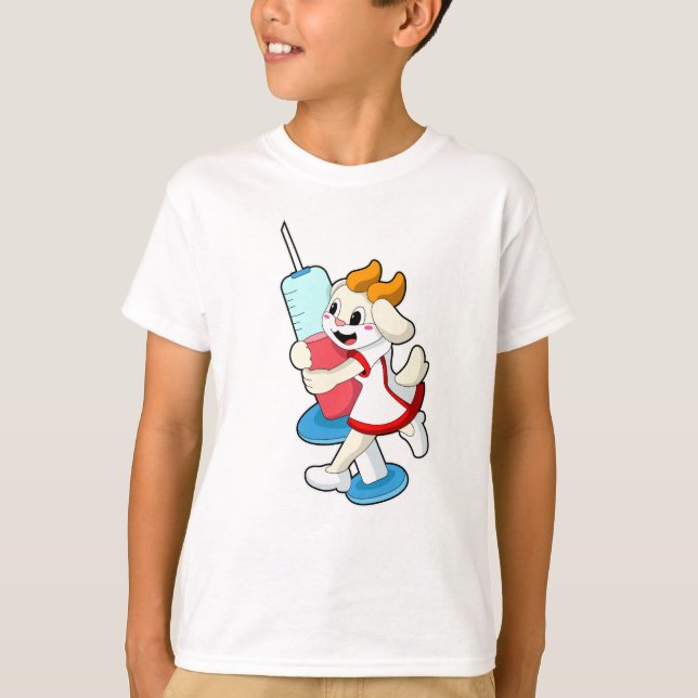 Getter som sjuksköterska vid vaccination med sprut t shirt (Framsida)