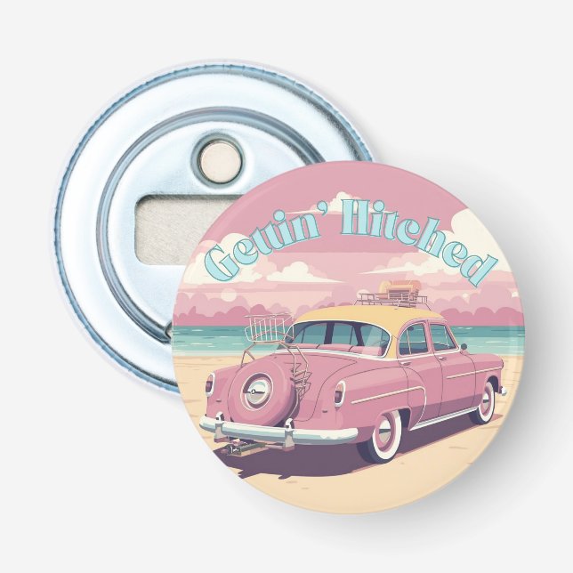 Gettin’ Hitched Design | Retro Tjejig Bil Flasköppnare (Framsidan)