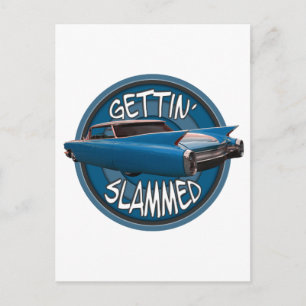 gettin, slammad 1960 Cadillac himlar blue Vykort