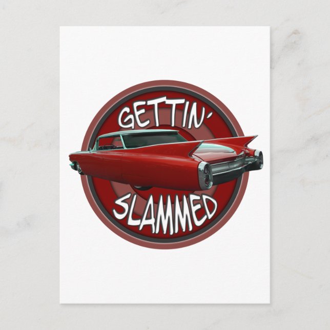 "gettin slammad 1960 Cadillac Rollin Red lowrider" Vykort (Framsida)