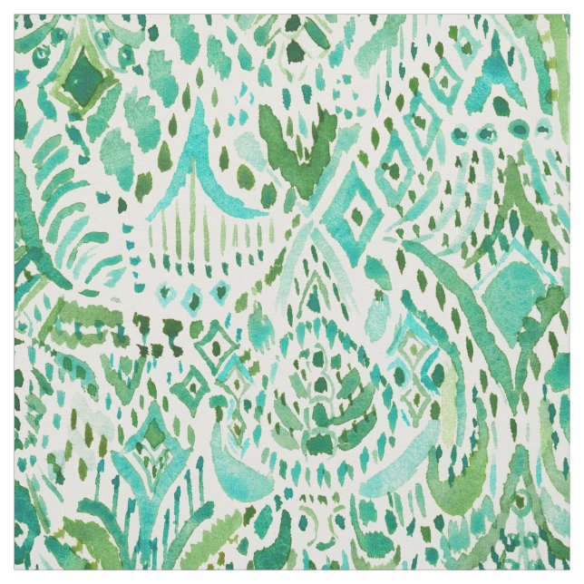 GETTIN' TURT Grönt Aqua Sea Turtle Tribal Tyg (Provkarta)