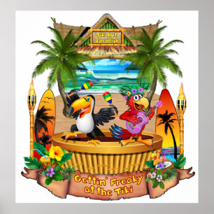 GETTIN'FREAKY AT TIKI POSTER