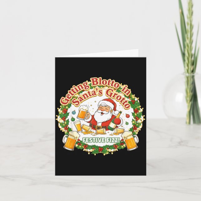 Getting Blotto In Santa's Grotto Drunk Friends Nig Kort (Framsida)