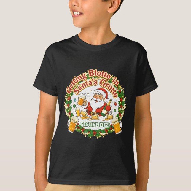 Getting Blotto In Santa's Grotto Drunk Friends Nig T Shirt (Framsida)