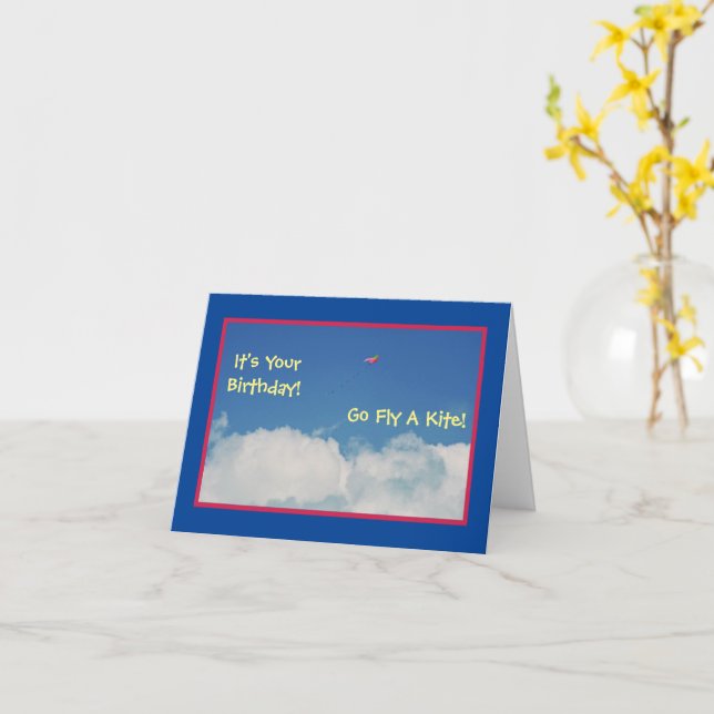 "GETTING OLDER BIRTHDAY HUMOR, GO FLY A KITE" KORT (Gul blomma)