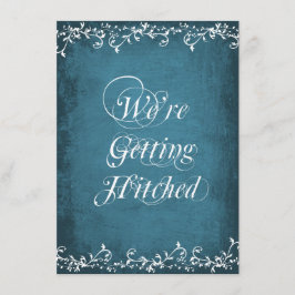 Gettting Hitched lantliga blåttbröllopinbjudningar Inbjudningar