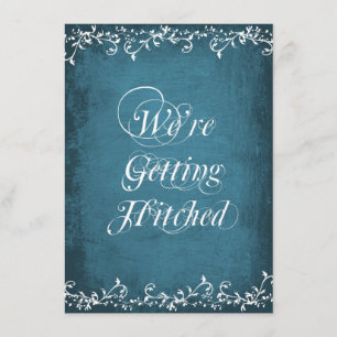 Gettting Hitched lantliga blåttbröllopinbjudningar Inbjudningar