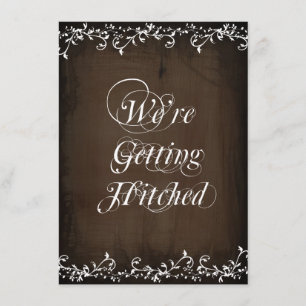 Gettting Hitched lantliga bruna Inbjudningar