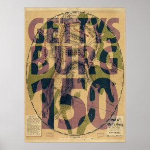 Gettysburg 150-årsdagen Karta Poster