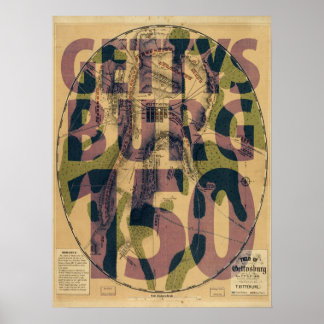 Gettysburg 150-årsdagen Karta Poster