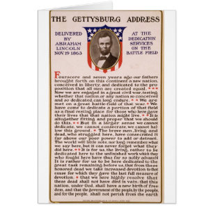 Gettysburg Adress av Abraham Lincoln 1863 Hälsningskort
