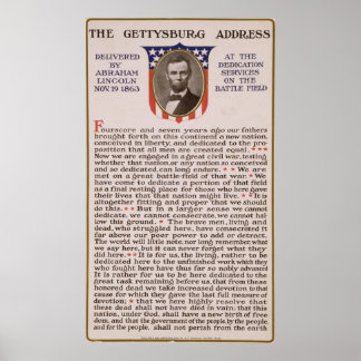 Gettysburg Adress av Abraham Lincoln 1863 Poster