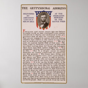 Gettysburg Adress av Abraham Lincoln 1863 Poster