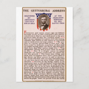 Gettysburg Adress av Abraham Lincoln 1863 Vykort