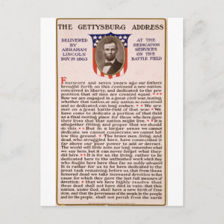 Gettysburg Adress av Abraham Lincoln 1863 Vykort