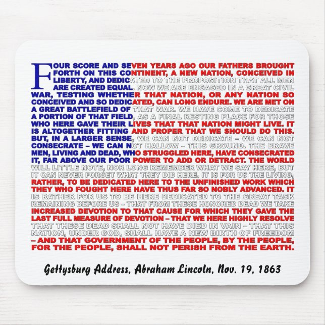 Gettysburg adress musmatta (Framsidan)
