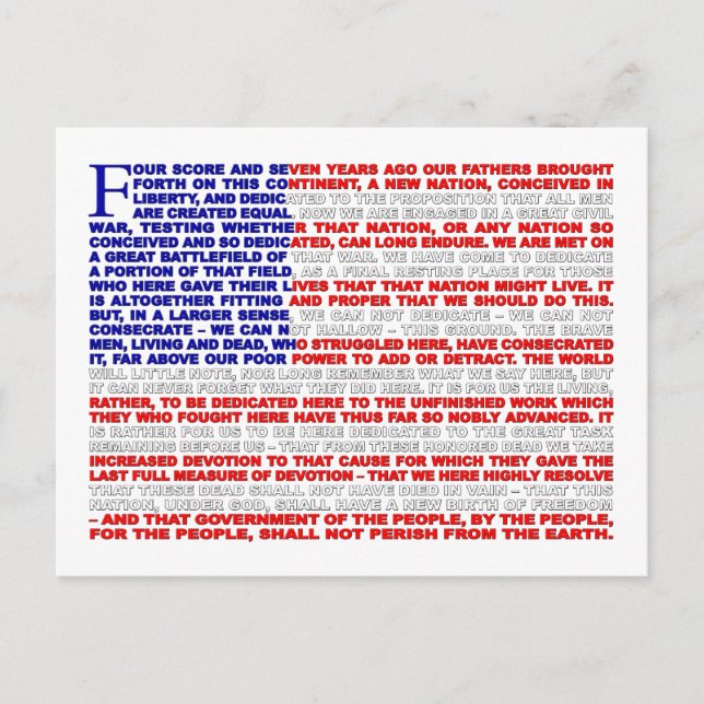 Gettysburg Adress Vykort (Framsida)
