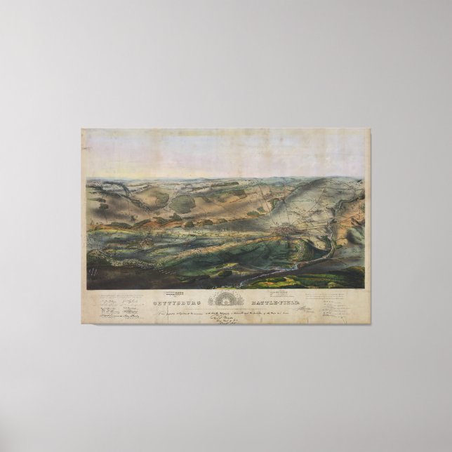 Gettysburg Battlefield av John Bachelder 1863 Canvastryck (Framsida)