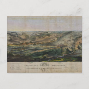 Gettysburg Battlefield av John Bachelder 1863 Vykort