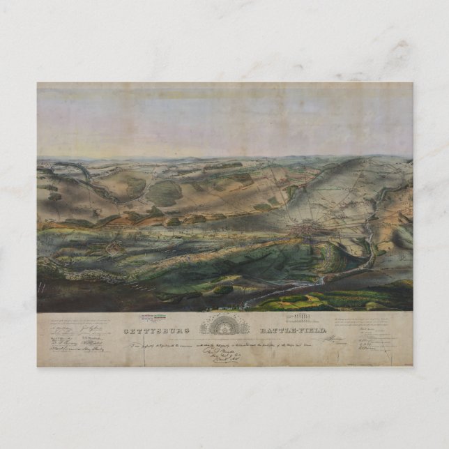 Gettysburg Battlefield av John Bachelder 1863 Vykort (Framsida)