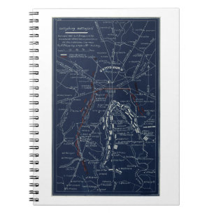 Gettysburg Battlefield Civil Krig Karta (1863) Anteckningsbok