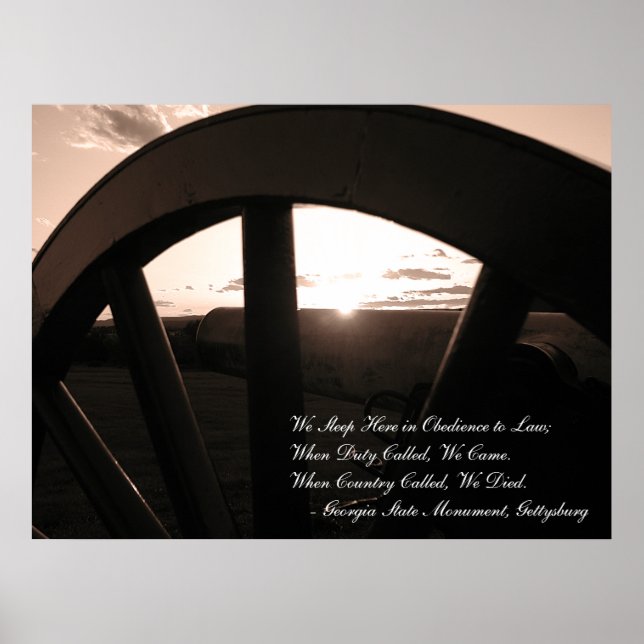 Gettysburg: Canon & Sunset with Memorial - Poster (Framsidan)