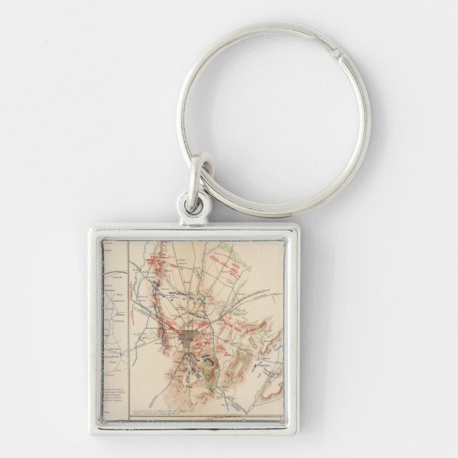 Gettysburg Fyrkantig Silverfärgad Nyckelring (Framsidan)