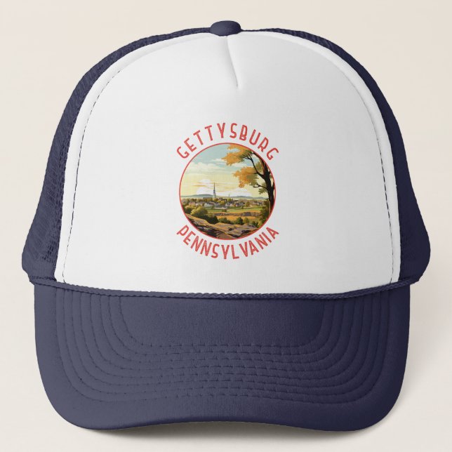 Gettysburg Pennsylvania Retro Distress Circle Keps (Framsida)