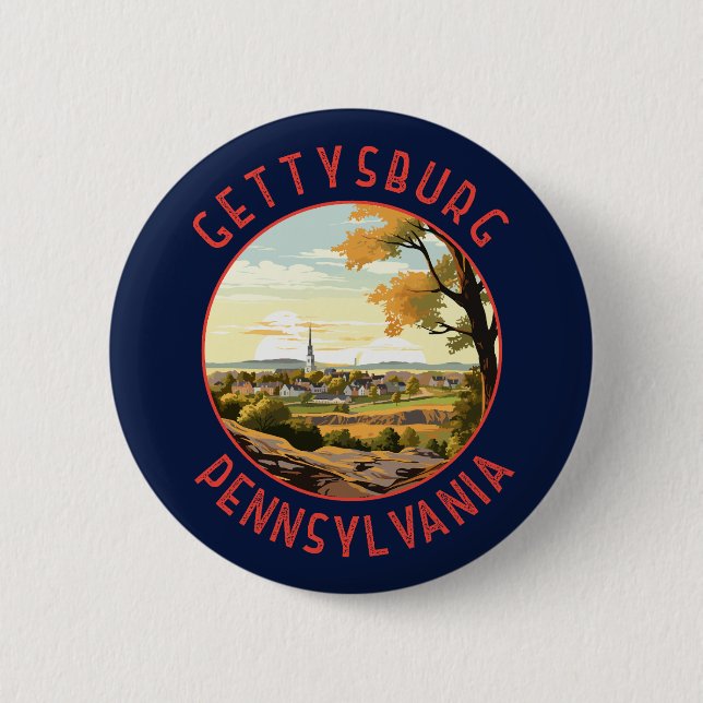 Gettysburg Pennsylvania Retro Distress Circle Knapp (Framsida)