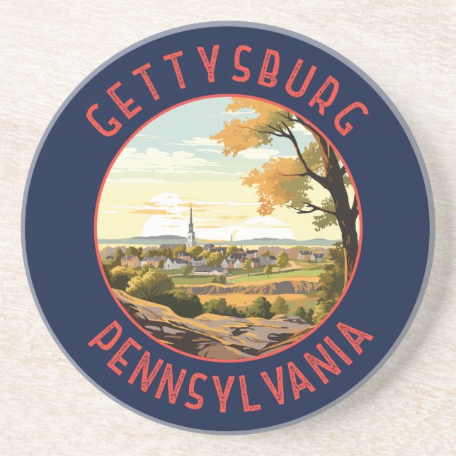 Gettysburg Pennsylvania Retro Distress Circle Underlägg (Framsidan)