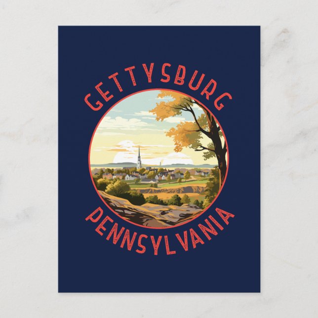 Gettysburg Pennsylvania Retro Distress Circle Vykort (Framsida)