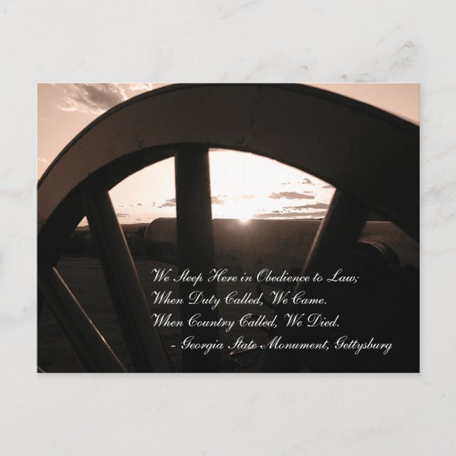 Gettysburg Sunset Postcard Vykort (Framsida)