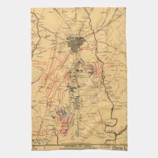 Gettysburg & Vicinity Troop Positions 3 juli 1863 Kökshandduk