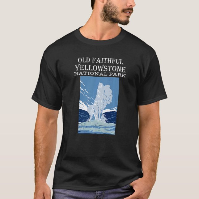 Geyser Yellowstone nationalpark Wyom T Shirt (Framsida)