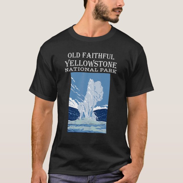 Geyser Yellowstone nationalpark Wyom T Shirt (Framsida)