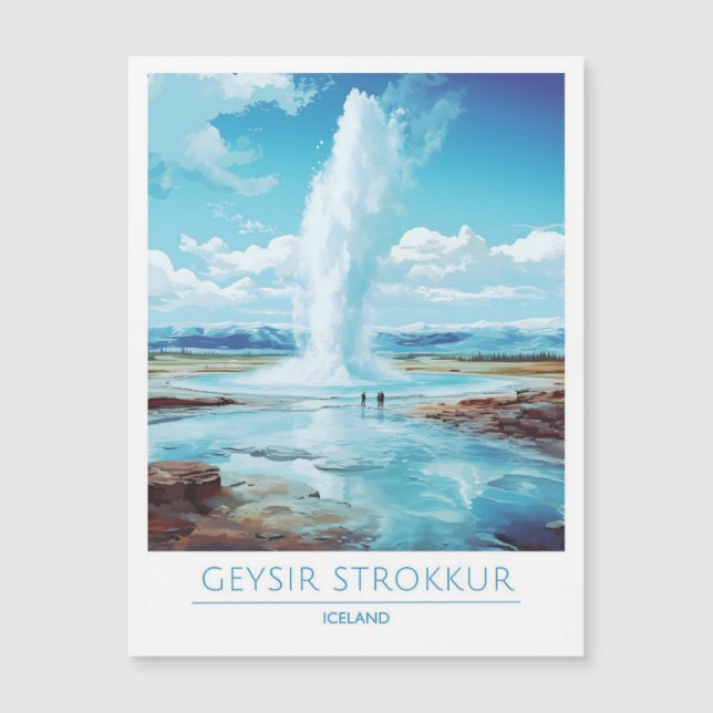 Geysir Strokkur Iceland Vintage Travel  (Framsida)
