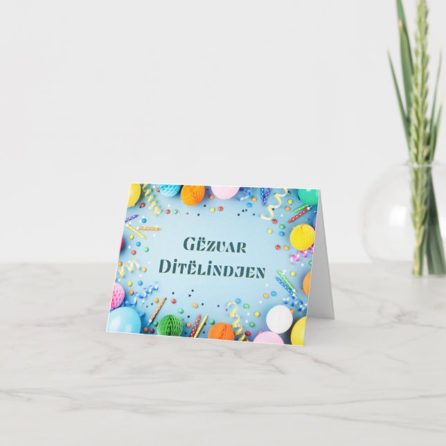 Gëzuar Ditëlindjen, albansk födelsedag Kort (Framsida)