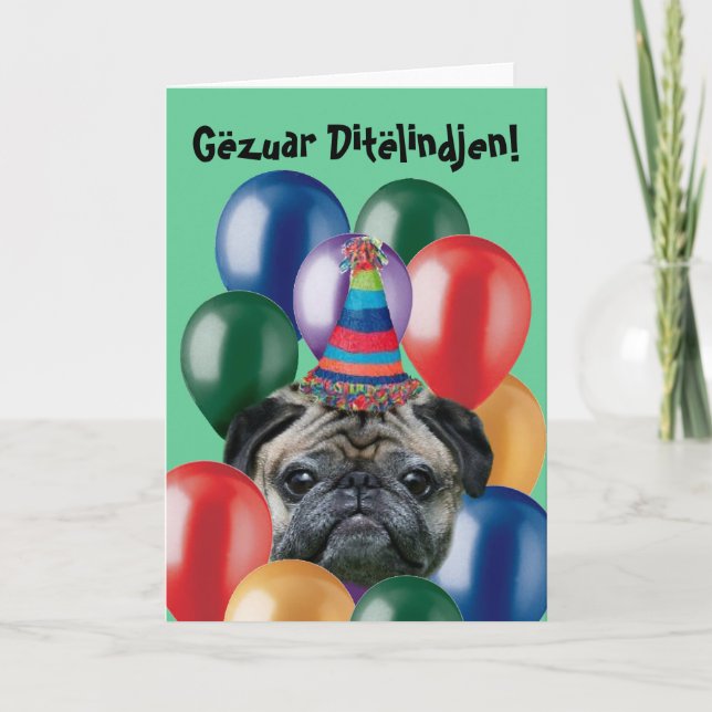 Gëzuar Ditëlindjen födelsedagspresent hälsningskor Kort (Framsida)