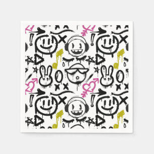 GFT01-Graffiti Mainly Black Pappersservett