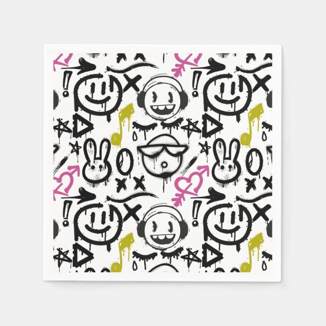 GFT01-Graffiti Mainly Black Pappersservett (Framsidan)