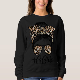Gg Life Messy Hair Bun Leopard Women Mors dag T Shirt