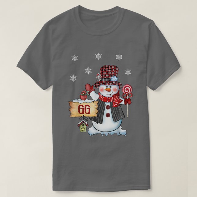 Gg Snögubbe jul Candy cane Red Play Santa T Shirt (Design framsida)