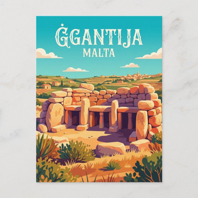 Ġgantija-templen Malta Vykort (Framsida)