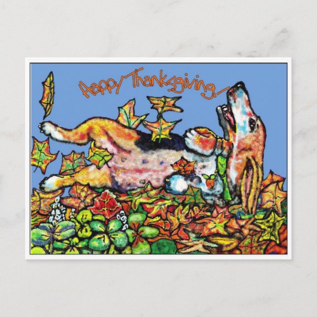 GGBR-happy thanksgivingBasset Helg Vykort (Framsida)