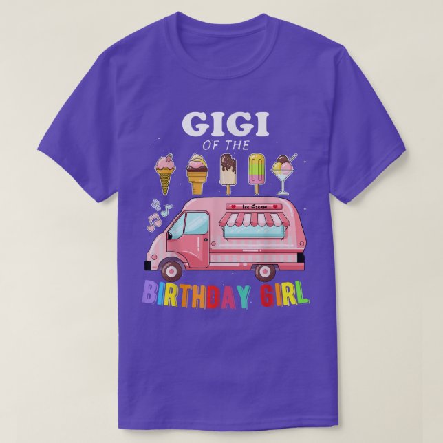 Ggii of Birthday Girl Ice Cream Lastbil Bday Par T Shirt (Design framsida)