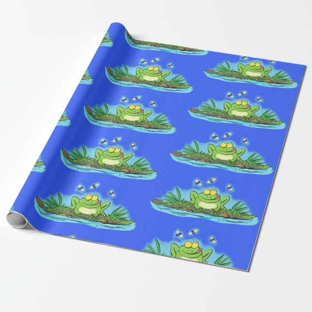 Ggroda och fluggroda av grönt, papper tecknad presentpapper (Utrullad)