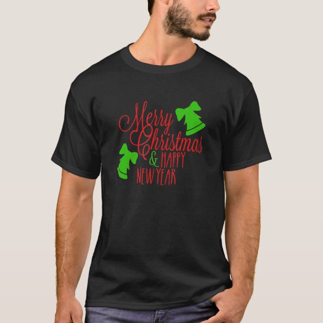 Ggt God jul och Gott nytt år Helgdag Fam T Shirt (Framsida)