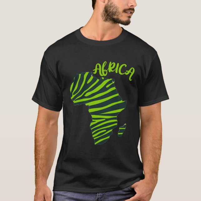 GGT Zebra Grönt Stripe Continent Afrika Pullover T Shirt (Framsida)